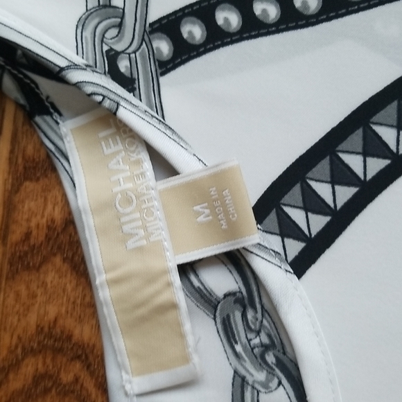 (M) MICHAEL Michael Kors Slightly Sheer Chain Print Top Flowy Lightweight - Picture 3 of 9
